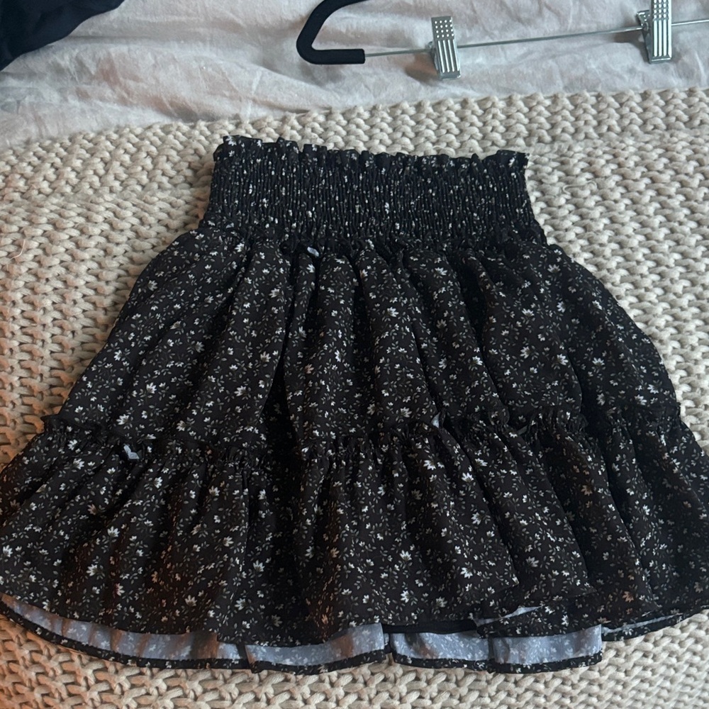 Altar'd State Black Floral Mini Skirt